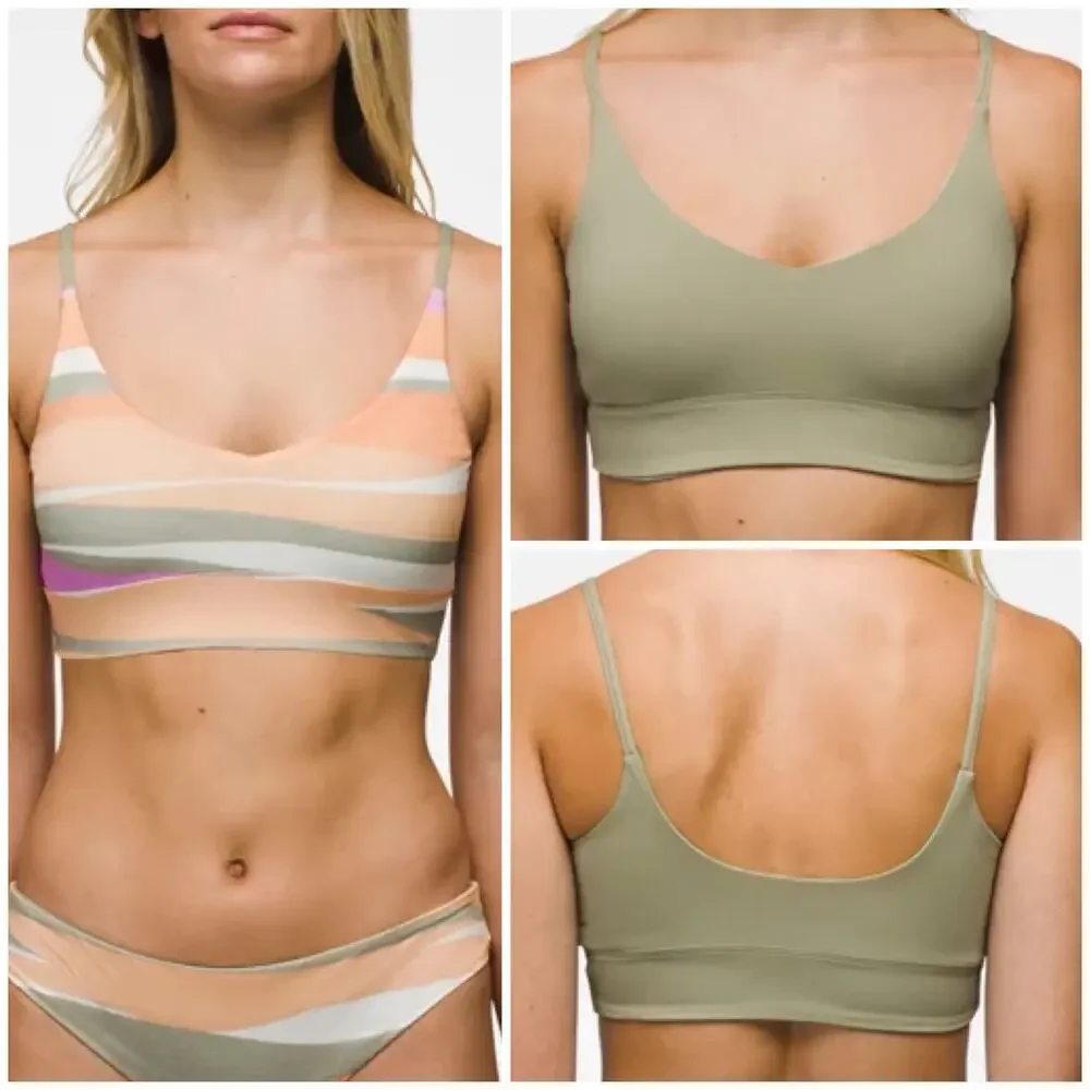 Prana Tulum & Willow Falls Reversible Top XL Black Color Block Waves Swim Set